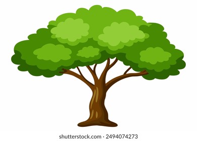  A vibrant vector illustration of a lush green tree with intricate branches and leaves, perfect for nature-themed designs and Eco-friendly projects.