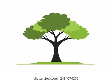  Una vibrante Ilustración vectorial de un exuberante árbol verde con ramas y hojas intrincadas, perfecto para diseños de temática natural y proyectos ecológicos.