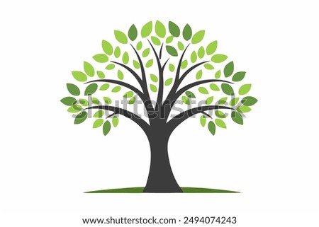  A vibrant vector illustration of a lush green tree with intricate branches and leaves, perfect for nature-themed designs and Eco-friendly projects.