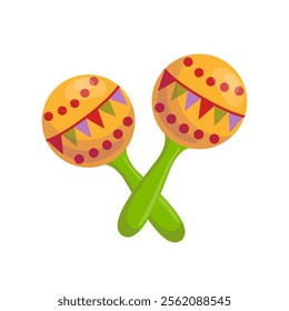 A vibrant vector illustration of maracas adorned with ethnic patterns, reflecting cultural heritage. These musical instruments are perfect for adding rhythm and energy to any festive occasion