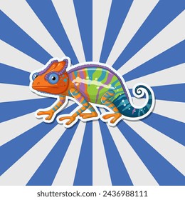 Vibrant vector illustration of a multicolored chameleon