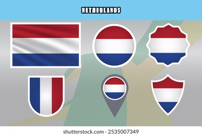 Vibrant vector illustration of the National Flag of the Netherlands, showcasing its iconic red, white, and blue stripes. Perfect for educational, cultural, or design projects.
