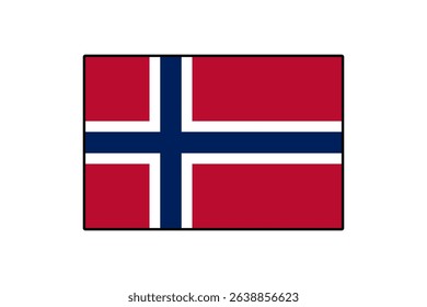 A vibrant vector illustration of Norway's national flag featuring a red background with a blue cross bordered in white. The design reflects Norway's rich cultural heritage and symbolism.