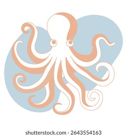 Uma ilustração vetorial vibrante de um polvo, mostrando seus intricados tentáculos e fascínio marinho para projetos com temática oceânica
