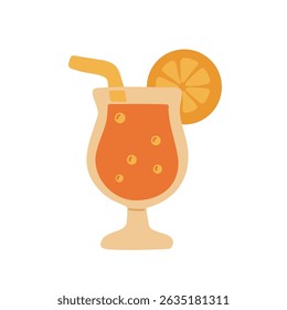 Vibrant vector illustration of an orange cocktail, perfect for summer designs, tropical themes, and refreshing party invitations. Ideal for food and beverage marketing graphics.