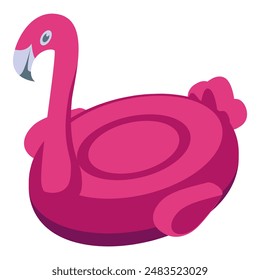 Vibrant vector illustration of a pink flamingoshaped inflatable pool float on a white background