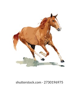 Vibrante Ilustración vectorial de un poderoso caballo galopante, capturando velocidad y libertad. Ideal para la marca ecuestre, logotipos y diseños dinámicos de temática animal.