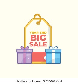 Una Ilustración vectorial vibrante que promueve una 'Gran Venta', ideal para campañas de marketing navideño y anuncios minoristas.