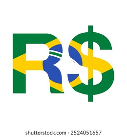Uma vibrante ilustração vetorial de símbolo real em cores da bandeira brasileira em um estilo de desenho animado plano. Campanhas de turismo, folhetos de design, folhetos ou embalagens