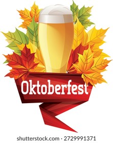 Una vibrante Ilustración vectorial que representa el Oktoberfest, el festival anual de cerveza y folk Grande del mundo que se celebra en Múnich, Alemania. El diseño destaca la cultura bávara, el atuendo tradicional como dirndls y lederhosen, tazas de cerveza, música, comida, desfiles y celebración festiva del patrimonio.