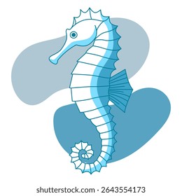 Uma ilustração vetorial vibrante de um cavalo marinho, capturando sua beleza delicada e charme marinho para projetos com temática oceânica