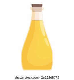Vibrant vector illustration of a sealed bottle containing golden olive oil