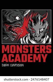 A vibrant vector illustration showcasing a diverse array of imaginative monsters with unique features, set against a dynamic backdrop, blending elements of fantasy, whimsy, and eerie charm.