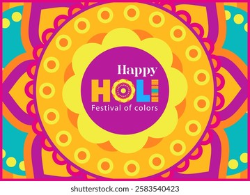 A vibrant vector illustration showcasing elements of Holi festival, designed in a colorful geometric style. Isolated on a white background, suitable for posters, banners, or festive decor.