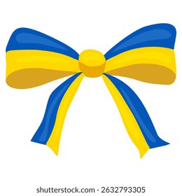 A vibrant vector illustration of a stylized bow, featuring a dynamic interplay of yellow and blue ribbons, reminiscent of a national flag, ideal for celebratory designs.