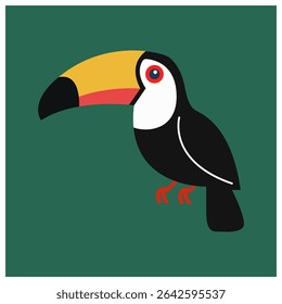 A vibrant vector illustration of a toucan bird, showcasing its colorful beak and tropical charm for nature-inspired designs
