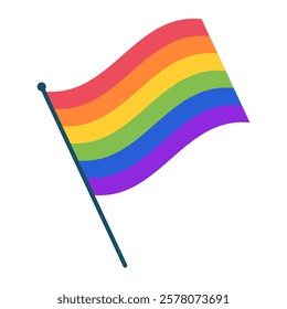 vibrant vector illustration of a waving rainbow flag symbol of international community