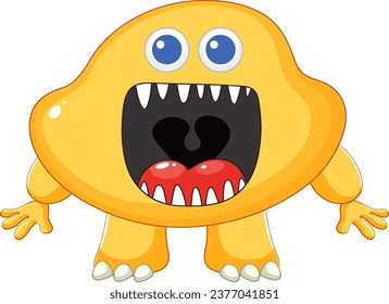 A vibrant vector illustration of a wild yellow monster with an open mouth