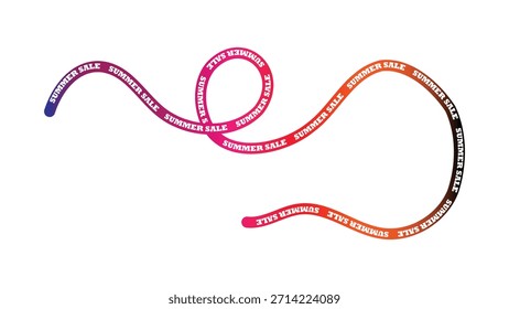 A vibrant vector illustration of a winding line featuring "Summer Sale" text, transitioning from purple to orange. Perfect for promotions, advertising, and discounts.