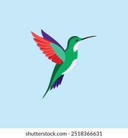 A vibrant vector illustration of Xanthus's Hummingbird, showcasing detailed colors and graceful flight, perfect for digital and print design projects.
