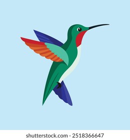 A vibrant vector illustration of Xanthus's Hummingbird, showcasing detailed colors and graceful flight, perfect for digital and print design projects.
