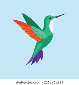 A vibrant vector illustration of Xanthus's Hummingbird, showcasing detailed colors and graceful flight, perfect for digital and print design projects