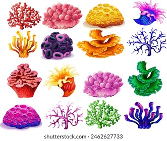 Ilustraciones vectoriales vibrantes de varios tipos de coral