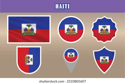 Vibrant vector of the National Flag of Haiti, showcasing bold blue and red stripes with a striking coat of arms. Ideal for patriotic, cultural, and educational projects!