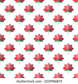 Vibrant vector seamless pattern of cartoon red flat lotus for web sites, printing and wrapping 