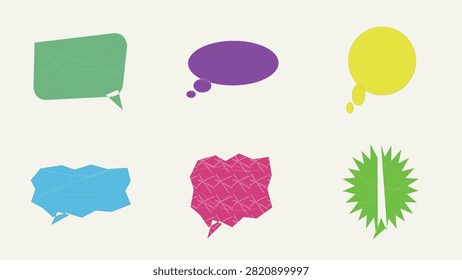 A vibrant vector set featuring colorful thought bubbles, spiky bursts, jagged frames, and speech callouts. Perfect for comic book art, social media posts, creative UI UX app designs, promotional banners, quotes, and digital stickers.

#ThoughtBubbles #SpeechBubbles #VectorDesign #GraphicAssets #ComicCallouts #DialogueBoxes #ChatUI #CreativeGraphics #DesignElements #VectorGraphics
