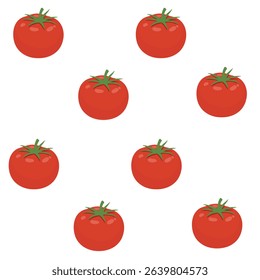 Vibrant Vegetable Design with Repeating Red Tomatoes on a White Backdrop