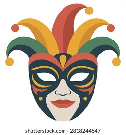 Vibrant Venice Carnival Mask Isolated on White Background Venetian