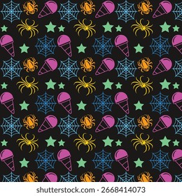 Un Diseño gráfico vibrante y versátil con un espectro de colores, diseño de patrones de Halloween, Elementos de patrones de Vector