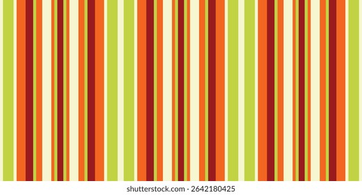 Vibrant vertical stripes in autumnal hues create a cheerful, retroinspired pattern. Ideal for website backgrounds, textile designs, or playful branding.