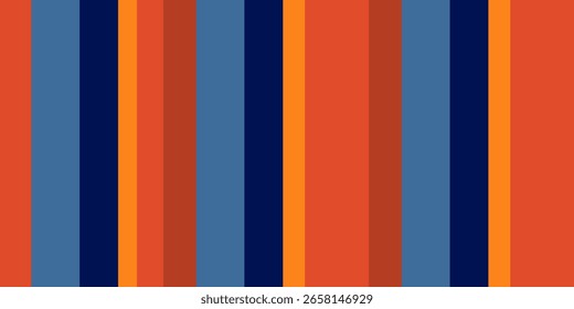 Las vibrantes rayas de Vertical en llamativo naranja, azul marino y azul pizarra crean un diseño dinámico y moderno.  Perfecta para fondos, textiles o Diseño web, esta Imagen evoca energía y estilo.