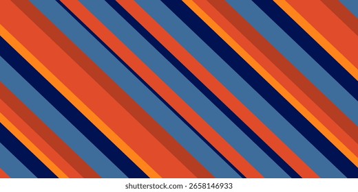 Vibrant vertical stripes in bold orange, navy, and slate blue create a dynamic, modern design.  Perfect for backgrounds, textiles, or web design, this image evokes energy and style.