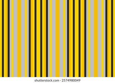 Vibrant vertical stripes in bold yellow, gray, and black create a dynamic geometric pattern.