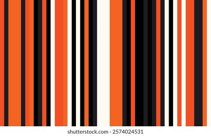 Vibrant vertical stripes in orange, black, and white.  A bold, graphic pattern perfect for backgrounds, textiles, or web design.  Clean lines and high contrast create a striking visual impact.