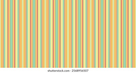 Vibrant vertical stripes in pastel yellow, orange, and green create a cheerful, seamless pattern. Ideal for textiles, backgrounds, and playful designs.