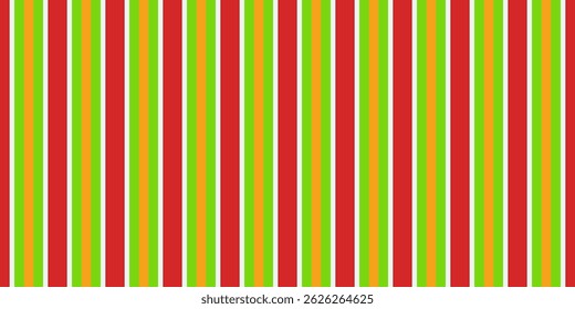 Vibrant vertical stripes in red, green, and orange create a cheerful, energetic pattern perfect for backgrounds, textiles, or website designs.