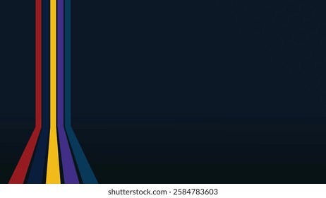 Vibrant vertical stripes in red, yellow, and blue contrast against a dark modern background design.