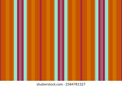 Vibrant vertical stripes in shades of orange, pink, and teal create a dynamic and energetic pattern.