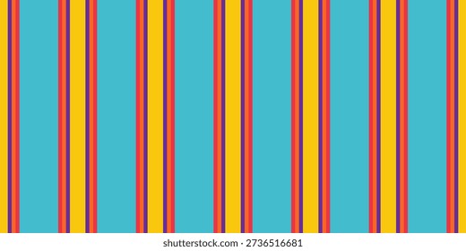 Vibrant vertical stripes in teal, gold, and red create a cheerful, retroinspired pattern.  Perfect for textile design, website backgrounds, or playful branding.