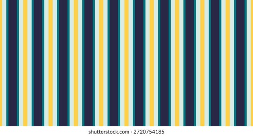 As listras verticais vibrantes em azul-petróleo, amarelo e azul-marinho criam um padrão moderno e alegre, perfeito para fundos, tecidos ou design de sites.