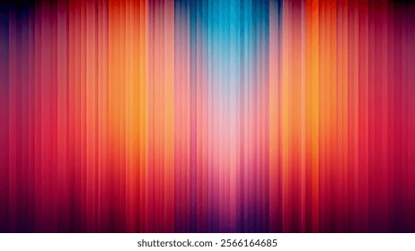 Vibrant vertical thin lines gradient background inspired by colorful rich and vivid warm sunset sunrise hues. Perfect for digital artwork, creative projects and aesthetic visuals. Vector illustration