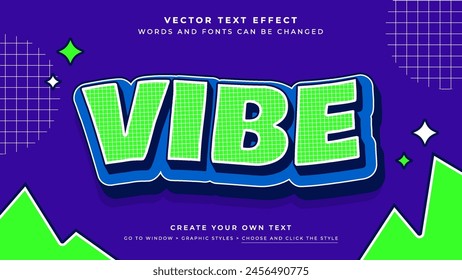 Vibrant vibe text effect on a blue background, vector graphic style 