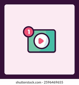 Vibrant Video Notification Icon Representing New Content and Engagement Alert