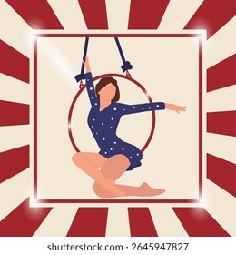 Vibrant vintage circus poster in a retro style. Ideal for creating advertising banners, posters, flyers, and more. A vector illustration.
