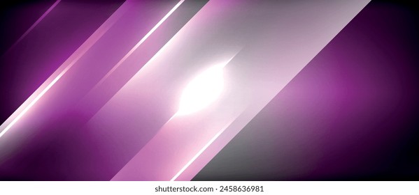 Une bande violet éclatante et bleue électrique sur fond violet profond, créant un motif d'éclairage automobile frappant. Les teintes et les teintes magenta ajoutent une touche artistique aux graphiques : image vectorielle de stock