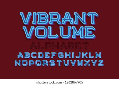 Vibrant volume isolated english alphabet. Urban 3d letters font.